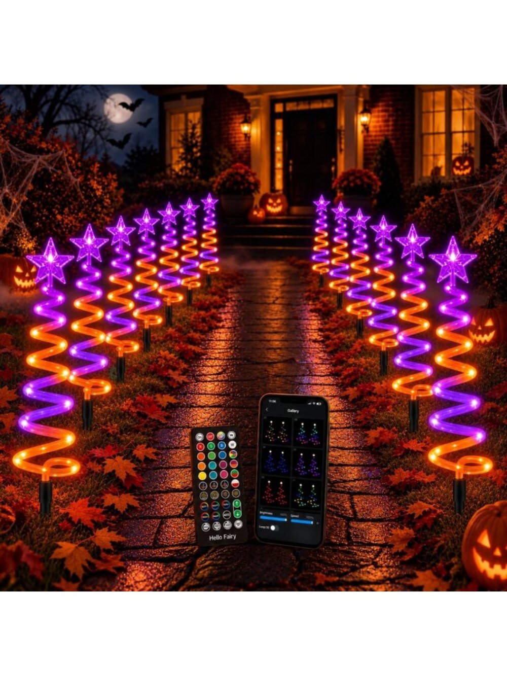 16 Pack Smart RGB Christmas Pathway & Spiral Tree Lights for Outdoor Decor
